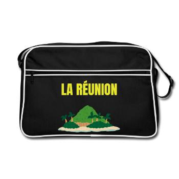 T-shirt île La Réunion tropicale - Sac Retro - noir/blanc - Devant