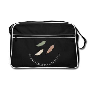 Feather And Dream Boho Festival Spiritual Pattern - Retro Bag - black/white - Front