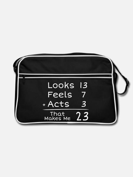 23 Jahre Jubiläum Humorvoll | 23. Jubiläum - Retro Tasche - Schwarz/Weiß - Vorne