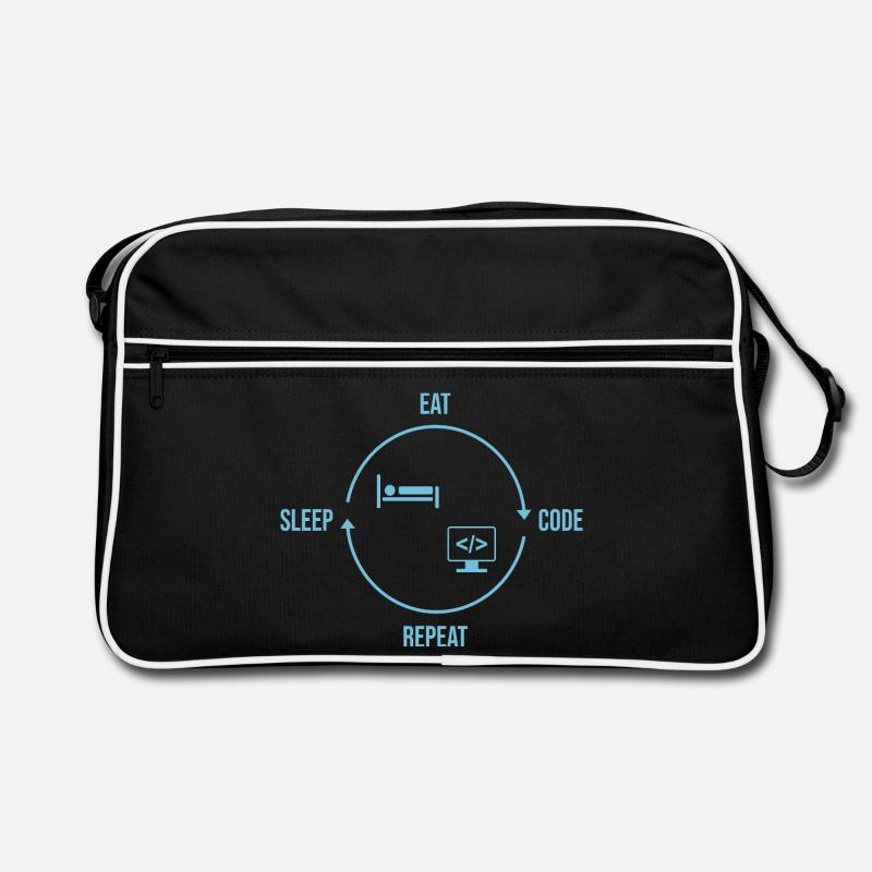 Eat Sleep Code Repeat - Programmierer Kreislauf Retro Tasche