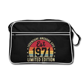 55ème anniversaire - Cadeau Vintage 1971 - Sac Retro - noir/blanc - Devant