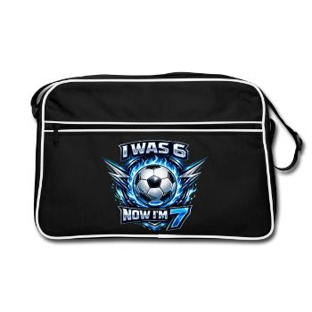 Fussball 6 7 Geburtstag Ich war 6 jetzt bin ich 7 - Retro Bag - black/white - Front