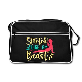 Yoga : étirement comme une bête, yoga drôle - Sac Retro - noir/blanc - Devant