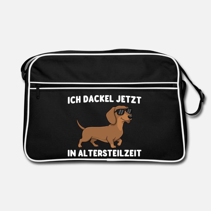 Frührente Ich dackel jetzt in Altersteilzeit - Retro Tasche - Schwarz/Weiß