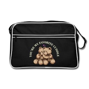 Vous êtes mon câlin préféré – Couple de Teddy Mignons - Sac Retro - noir/blanc - Devant