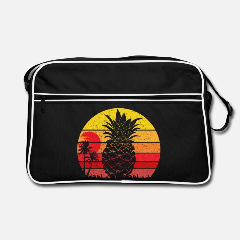 Coucher de soleil de plage vintage d’été à l’ananas Sac Retro