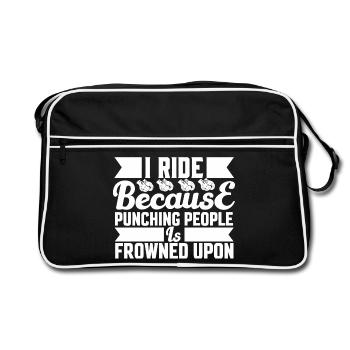 Ride because punching is not allowed - Retro Bag - black/white - Front