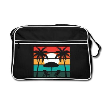 Beach palm and sun - Retro Tasche - Schwarz/Weiß - Vorne