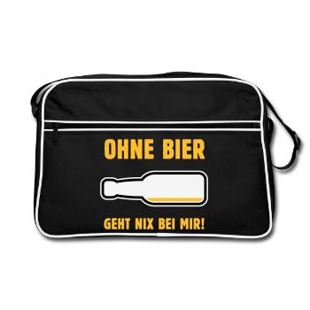 Ohne Bier Geht Nix Bei Mir! (Bierchen / NEG 3C) - Retro Tasche - Schwarz/Weiß - Vorne