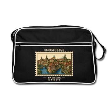 Deutschland Bamberg Vintage Reisemarke - Retro Tasche - Schwarz/Weiß - Vorne