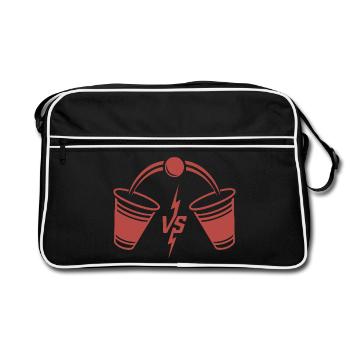 Beer Pong Duell - Retro Tasche - Schwarz/Weiß - Vorne