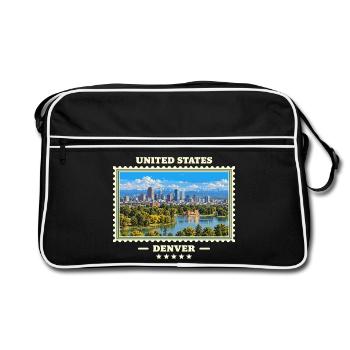 Vereinigte Staaten Denver Vintage Reisemarke - Retro Tasche - Schwarz/Weiß - Vorne