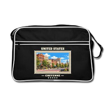 Vereinigte Staaten Cheyenne Vintage Reisemarke - Retro Tasche - Schwarz/Weiß - Vorne