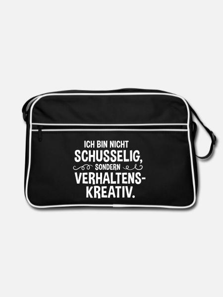 Lustiger Spruch, Verhaltenskreativ - Retro Tasche - Schwarz/Weiß