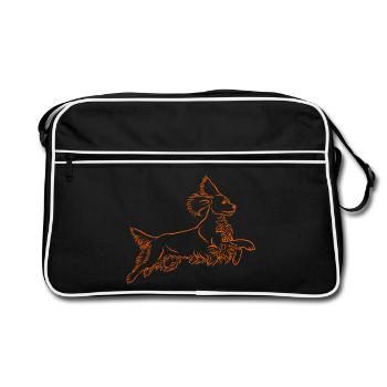 Springer Spaniel in orange - Retro Bag - black/white - Front