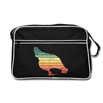 Huhn Hühner - Retro Tasche - Schwarz/Weiß - Vorne