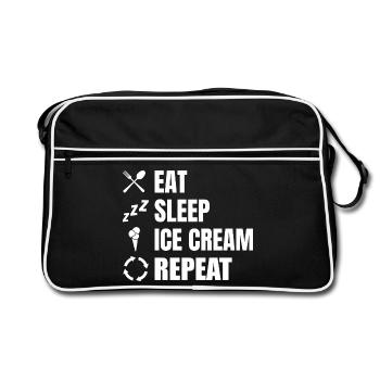 Eat Sleep Ice Cream Repeat - Retro Tasche - Schwarz/Weiß - Vorne
