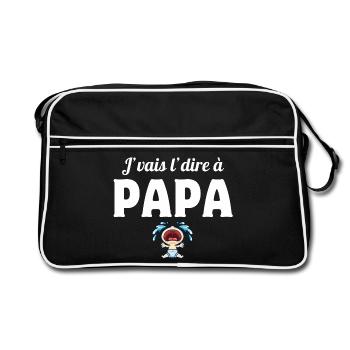 papa, j'aime mon papa, père - Sac Retro - noir/blanc - Devant