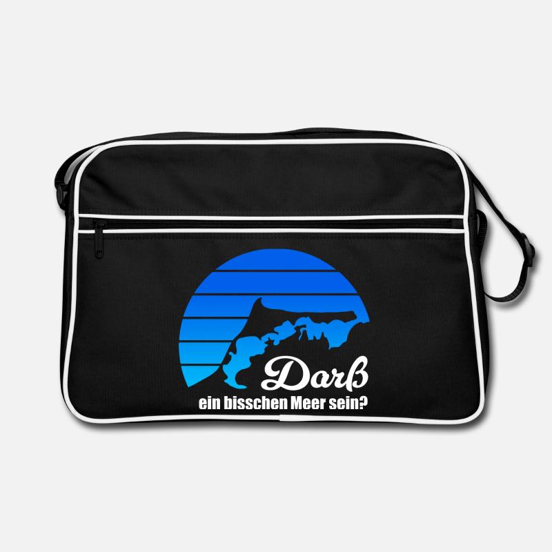 Darß ein bisschen Meer sein? Ostsee Fischland blau - Retro Tasche - Schwarz/Weiß