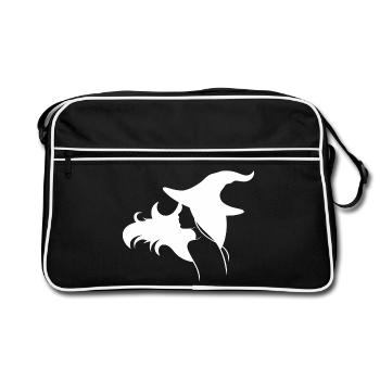 Witch with loose hair and a hat - Retro Bag - black/white - Front