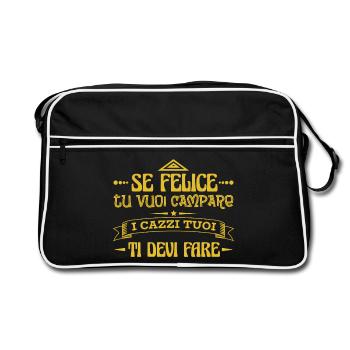 T Shirt Ironic Phrase Wisdom of Life Gift Idea - Retro Bag - black/white - Front