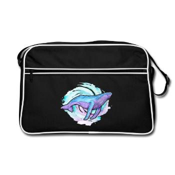 Humpback Whale Watercolor - Retro Bag - black/white - Front