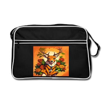 Blumenrehkitz im orangefarbenen Porträt - Retro Tasche - Schwarz/Weiß - Vorne