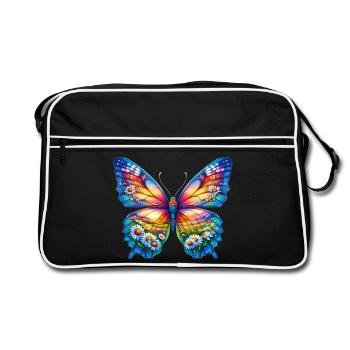 Fleurs papillon marguerites marguerites - Sac Retro - noir/blanc - Devant