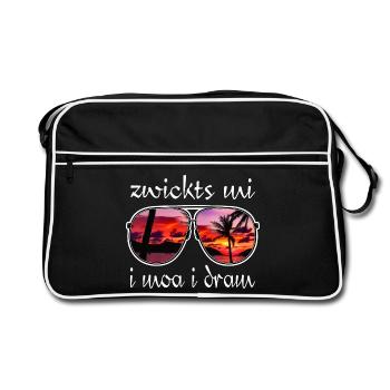 zwickts mi i moa i dram, holiday feeling, dialect - Retro Bag - black/white - Front
