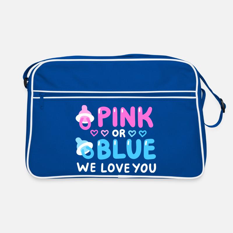Gender Reveal Party Pink oder Blau Retro Tasche