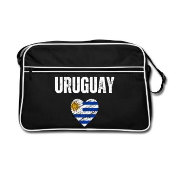 J’adore l’Uruguay, drapeau de l’Uruguay - Sac Retro - noir/blanc - Devant