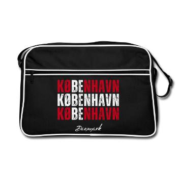 Ich liebe Kopenhagen, Kopenhagen, Dänemark - Retro Tasche - Schwarz/Weiß - Vorne