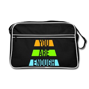 You Are Enough Self Love Motivational Quote - Retro Bag - black/white - Front