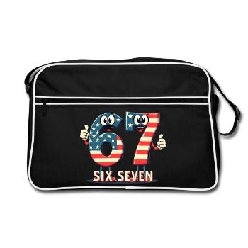 US Flag 67 Memes Six Seven - Sac Retro - noir/blanc - Devant