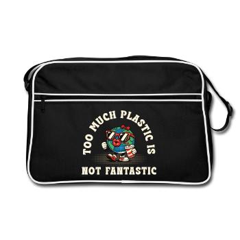 Trop de plastique – pas une expression environnementale exceptionnelle - Sac Retro - noir/blanc - Devant