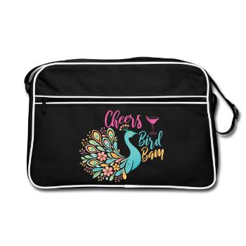 Prost, Vogel Bam Mahjong Fliesen Lustig - Retro Tasche - Schwarz/Weiß - Vorne