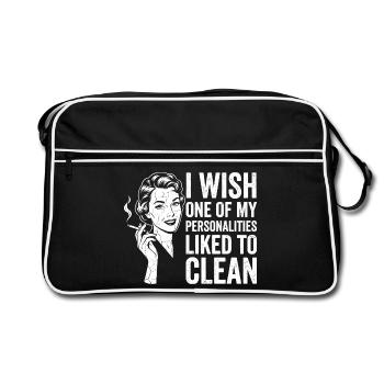 Chemise humoristique domestique pour femmes - Sac Retro - noir/blanc - Devant