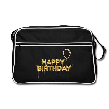 Happy Birthday Liquid Gold - Noble Birthday - Retro Bag - black/white - Front