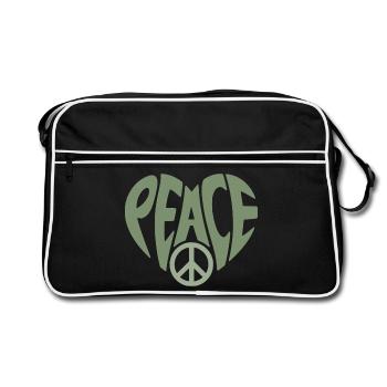 Cœur de paix avec faute de frappe de paix - Sac Retro - noir/blanc - Devant