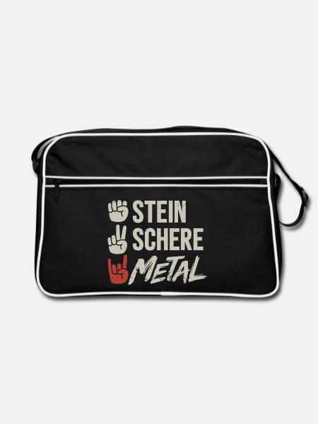 Stein Schere Metal Band Heavy Metal Musik - Retro Tasche - Schwarz/Weiß