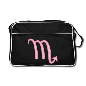 Scorpio Zodiac Sign Symbol Pastel Pink - Retro Bag - black/white - Front