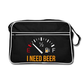 Lustiges Biermotiv „I Need Beer" - Retro Tasche - Schwarz/Weiß - Vorne