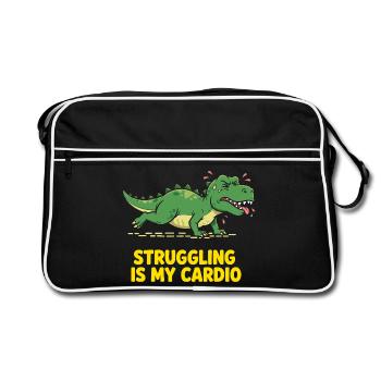 Dinosaur hates cardio training - Retro Bag - black/white - Front