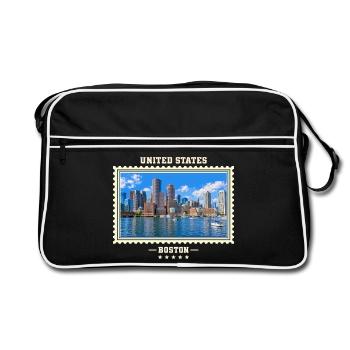 Vereinigte Staaten Boston Vintage Reisemarke - Retro Tasche - Schwarz/Weiß - Vorne