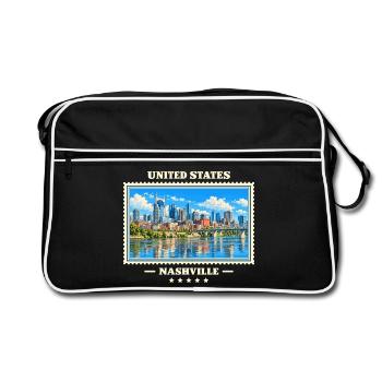 Vereinigte Staaten Nashville Vintage Reisemarke - Retro Tasche - Schwarz/Weiß - Vorne
