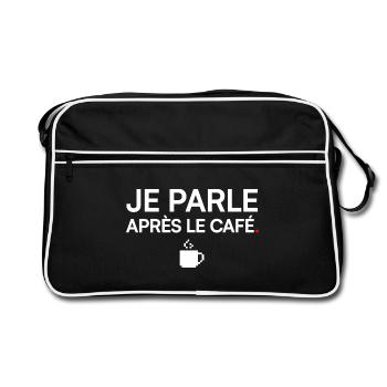 JE PARLE APRÈS LE CAFÉ | Humour café - Sac Retro - noir/blanc - Devant