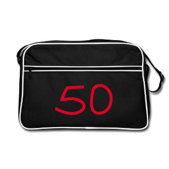 50th birthday fifty number white - Retro Bag - black/white - Front