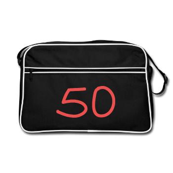 50e anniversaire cinquante rose numéro rose - Sac Retro - noir/blanc - Devant