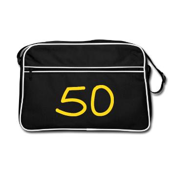50e anniversaire cinquante numéro jaune - Sac Retro - noir/blanc - Devant