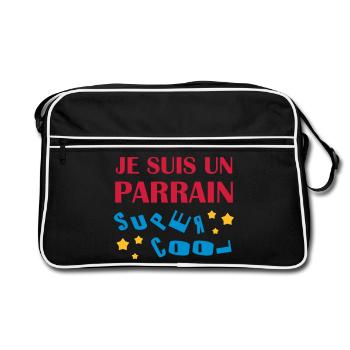 Onkel / Tante / Vetter / Cousin / Kusine - Retro Tasche - Schwarz/Weiß - Vorne